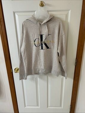 Calvin Klein Light Beige Logo Pullover Hoodie